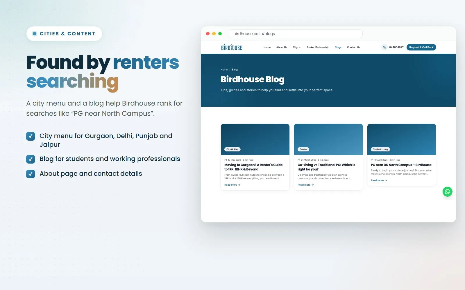 Birdhouse: Cities & content