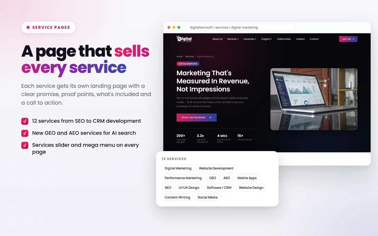 DigitalTechSoft: Service pages