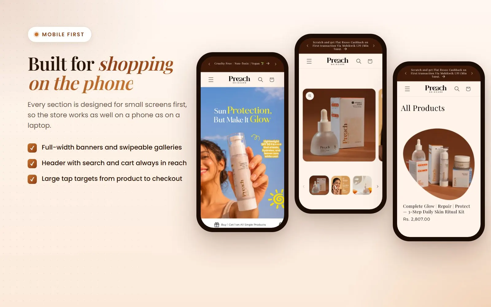 Preach Skincare: Mobile-first shopping